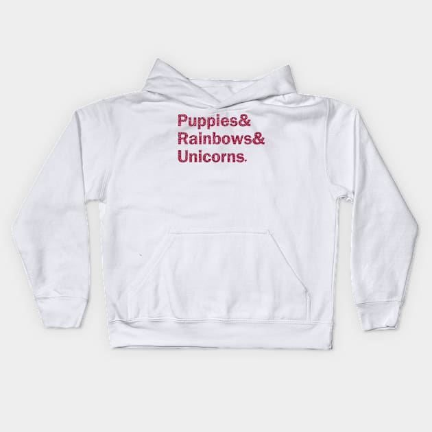 Puppies & Rainbows & Unicorns - Pink Sparkle Kids Hoodie by gillianembers